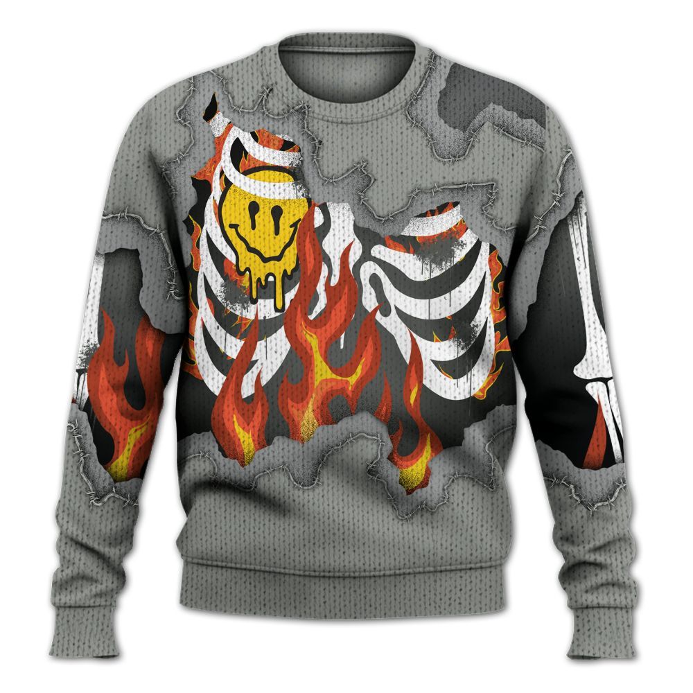 Knitted Sweater To Match Paris Olympics 4s - Skeleton On Fire Skrrt