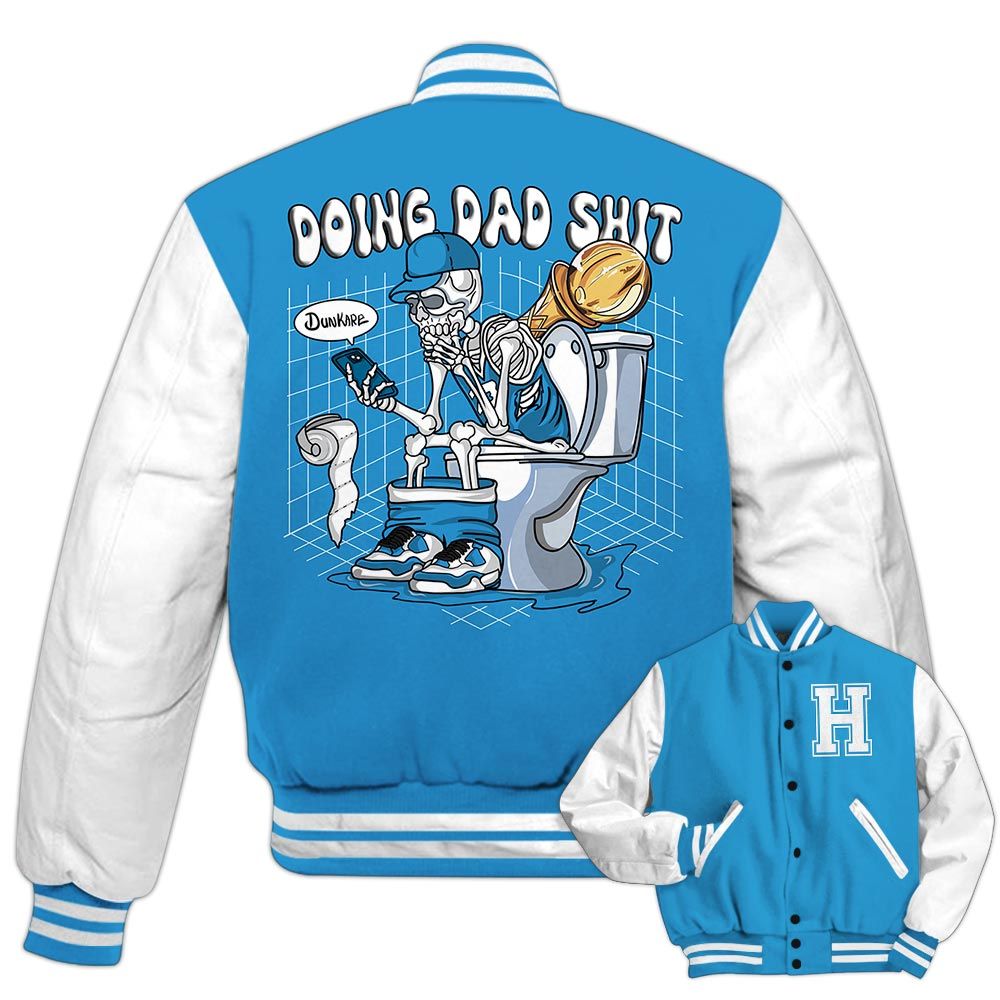 Varsity Jacket To Match Powder Blue 9s - Custom Doing Dad Shit Varsity Jacket Outfit 1605 1TCD