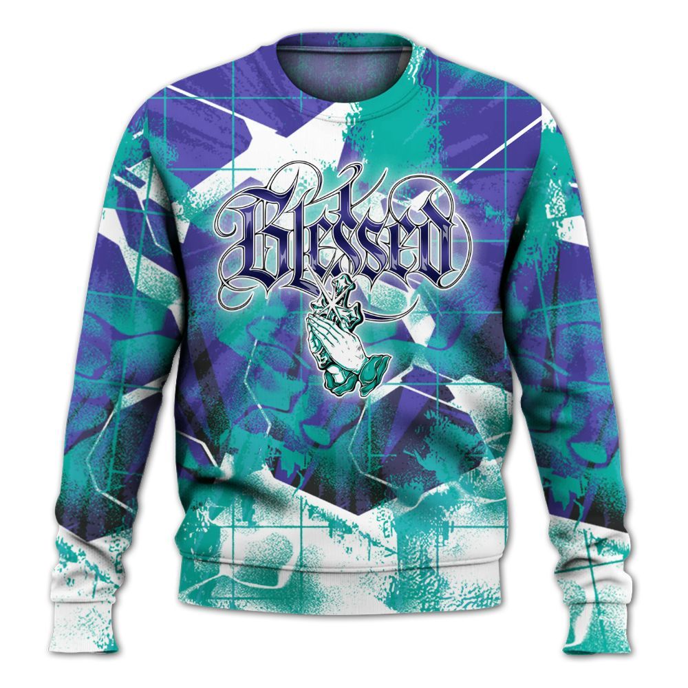 Sweatshirt To Match Retro Grape 5s - God Blessed All Over Print