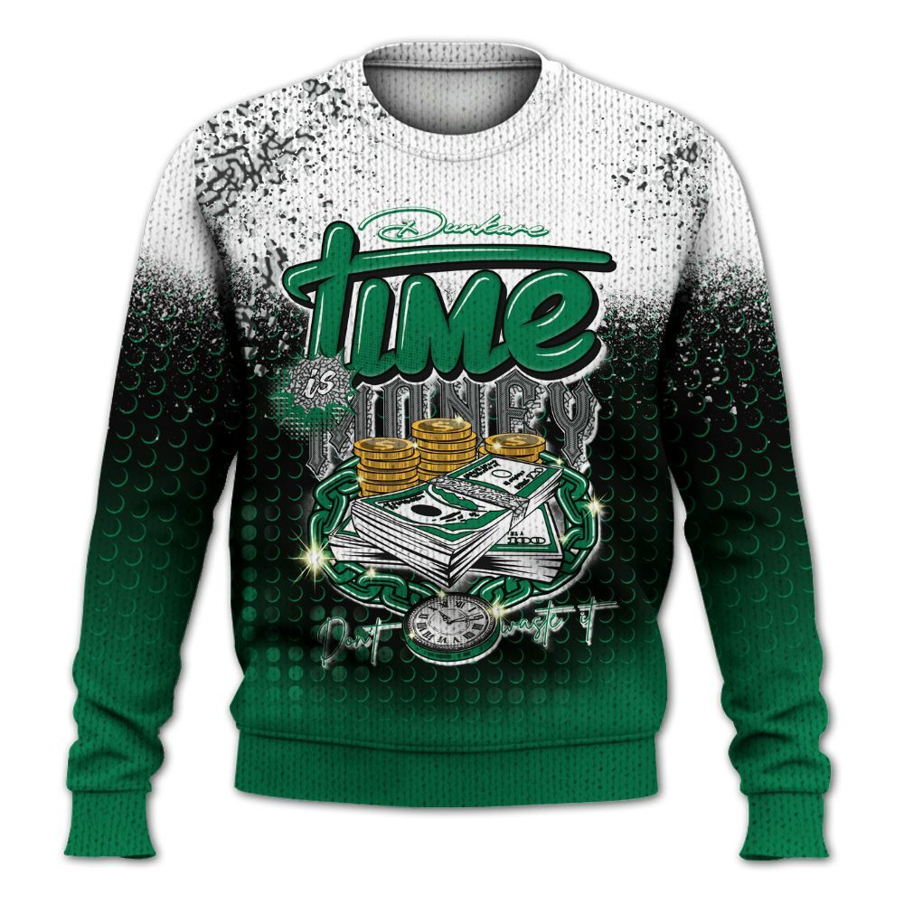 Knitted Sweater To Match Pine Green 3s - Halftone Time Is Money