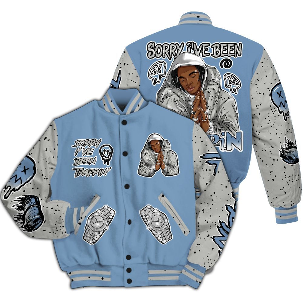 Varsity Jacket To Match University Blue 4s - Trappin' Unique All Over Print