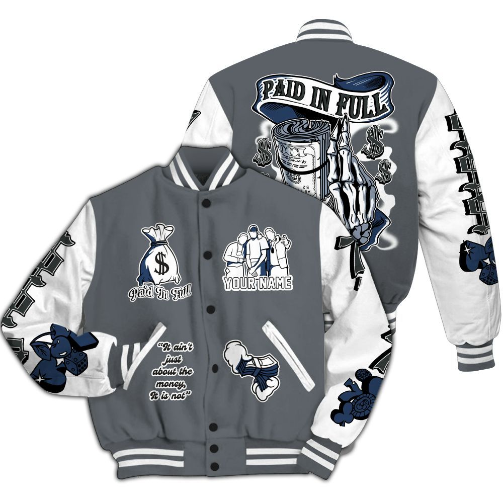Varsity Jacket To Match Flint Grey 9s - Paid In Full Baseball Varsity Jacket Custom Name All Over Print