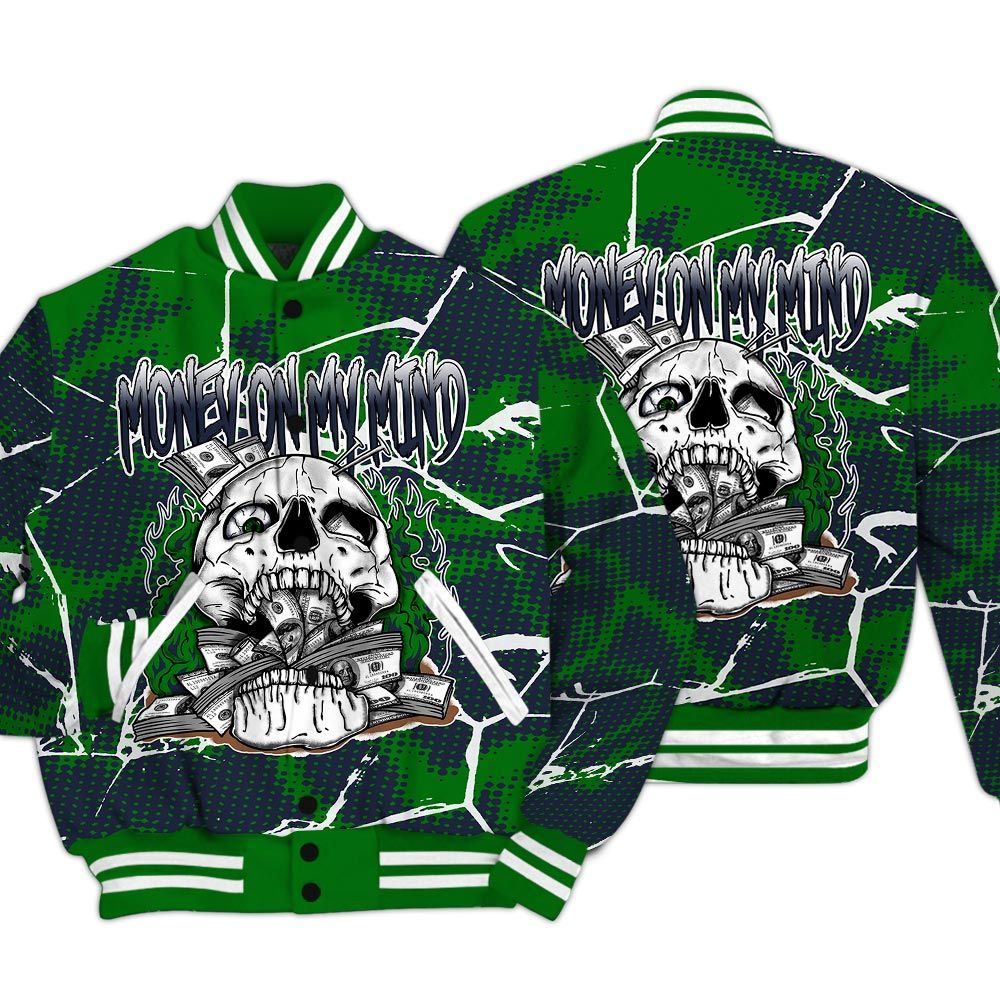 Varsity Jacket To Match Midnight Navy 13s - MOMM Skeleton Crack Varsity Jacket Unisex