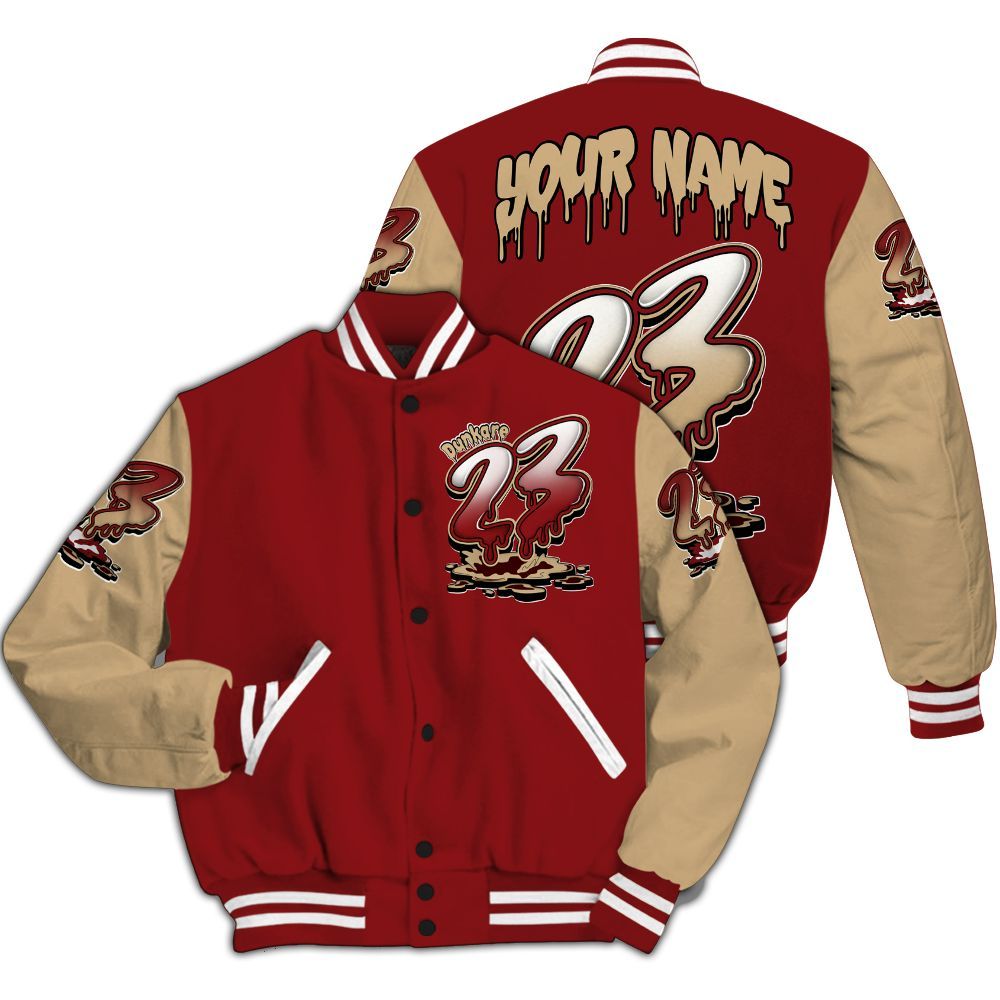 Varsity Jacket To Match Bin 23 3s - Custom Name 23 Drip All Over Print