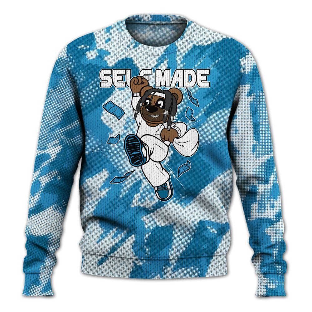 Knitted Sweater To Match Powder Blue 9s - Autonomous Bear Abstract Halftone