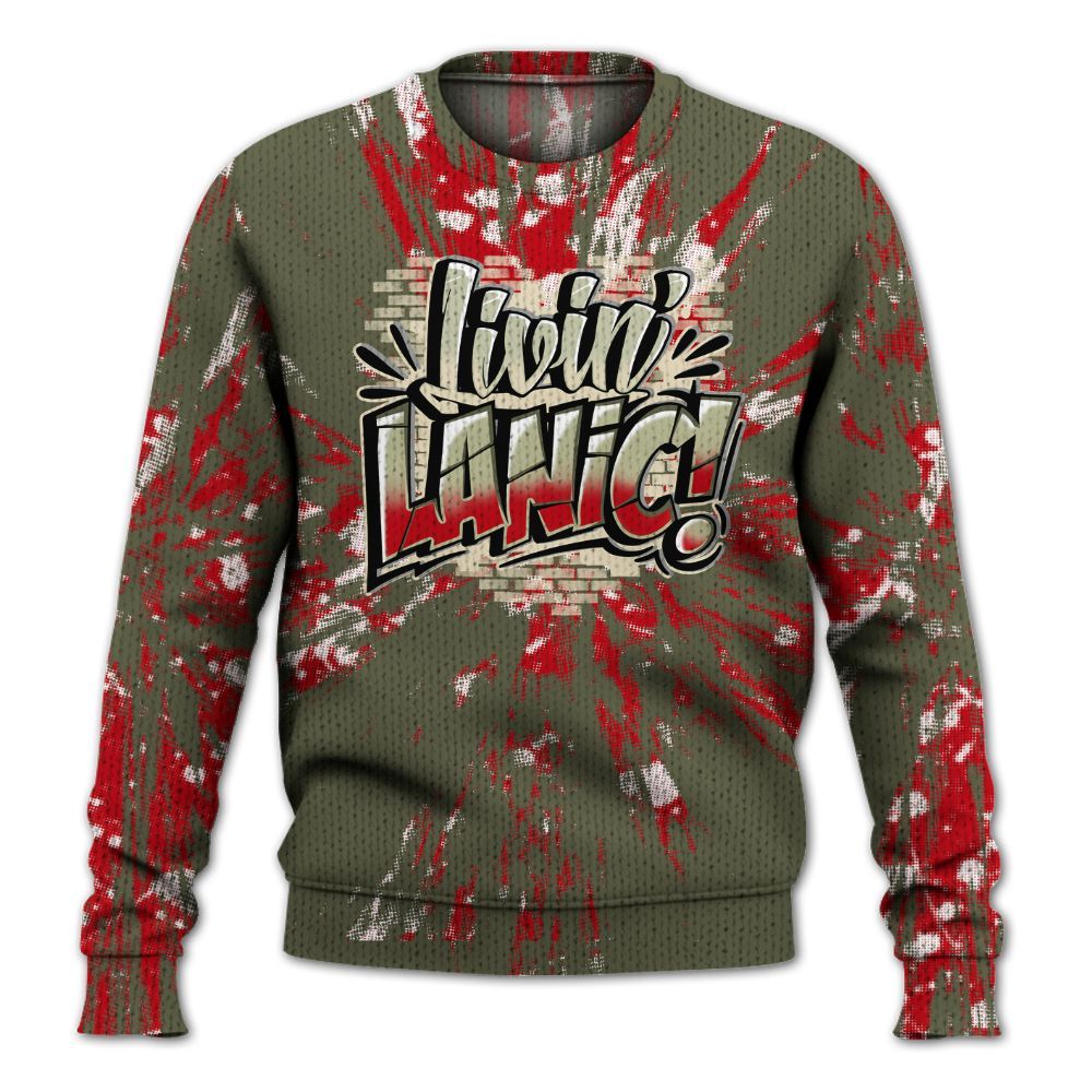 Knitted Sweater To Match Low OG Medium Olive 1s - Living Large Graphic Luxury