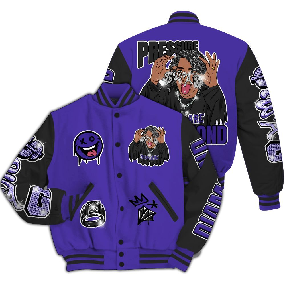 Varsity Jacket To Match Field Purple 12s - Pressures Makes Varsity Jacket To Match All Over Print