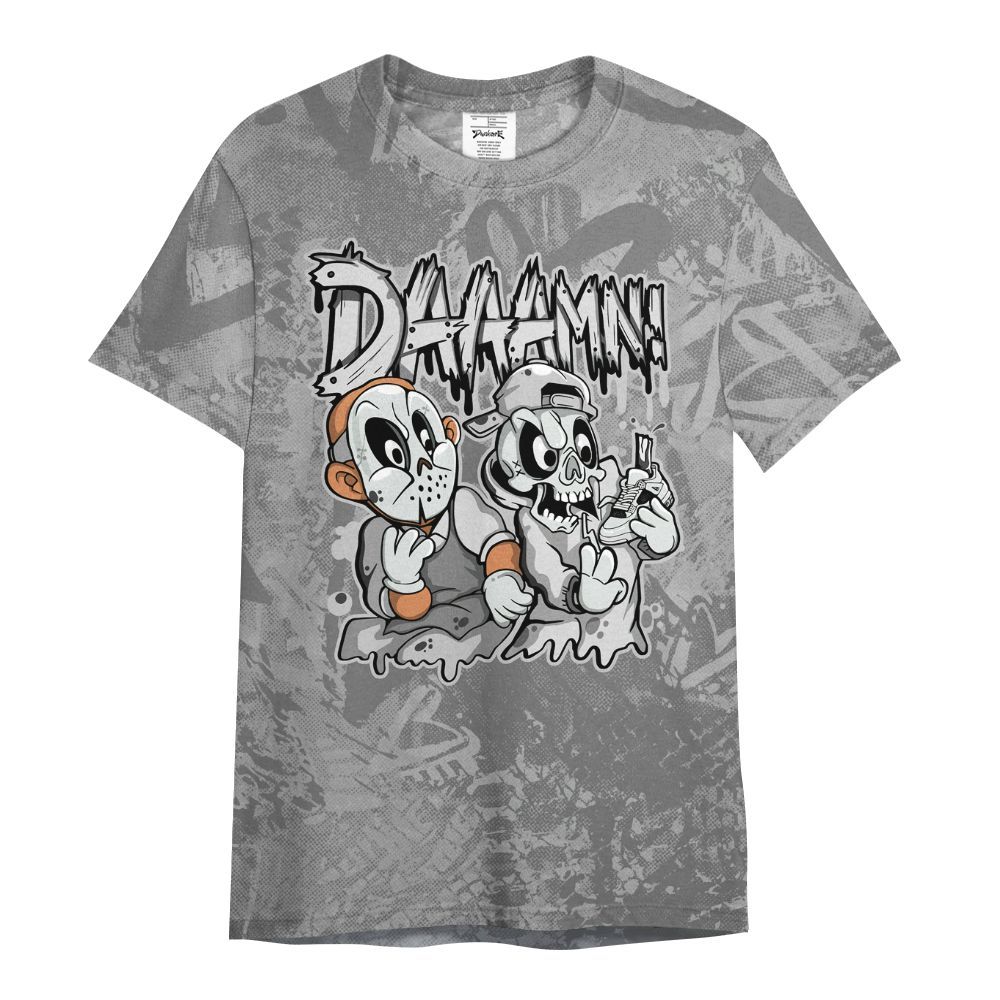Shirt To Match Black Wolf Grey 12s - Damn Shoe Graphic Heart Grunge All Over Print