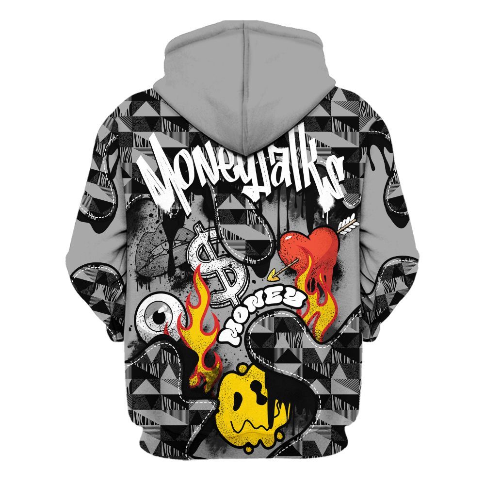 Hoodie To Match Black Wolf Grey 12s - 23 Smile Burning Heart All Over Print