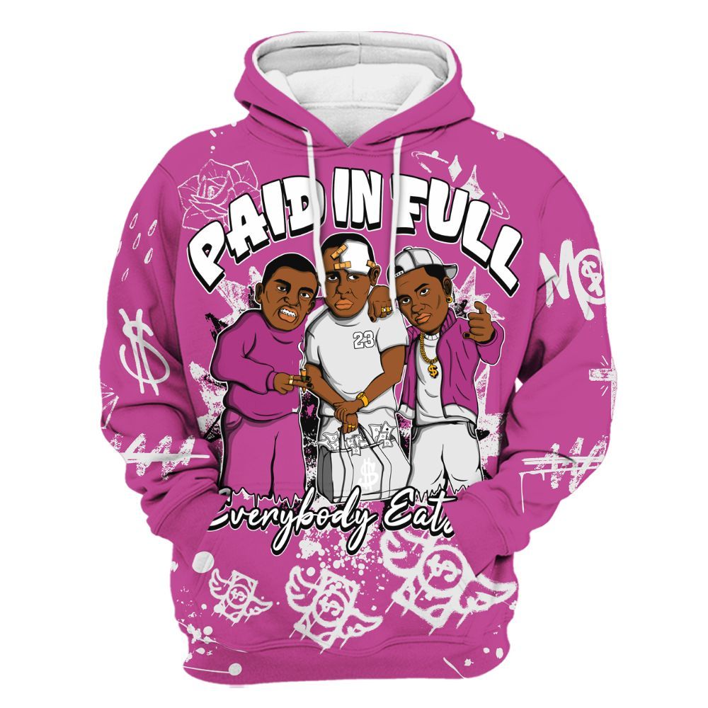 Hoodie To Match Dunk Low Active Fuchsia - Everybody Paid In Full Crayon All Over Print