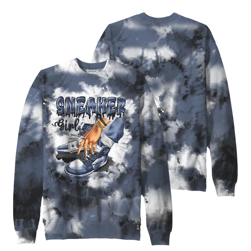 Sweatshirt To Match, Low Diffused Blue 11s Sweatshirt, SNEAKER Girl Money Drip Tie Dye Sweatshirt Outfit 903 NCT