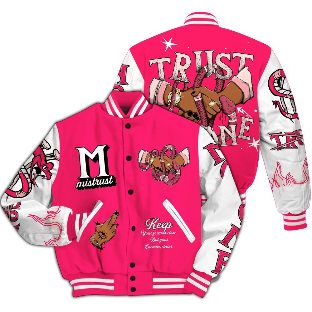 Varsity Jacket To Match A'One Hyper Pink Shirt, Trust No One Snake-Bite Street Style All Over Print