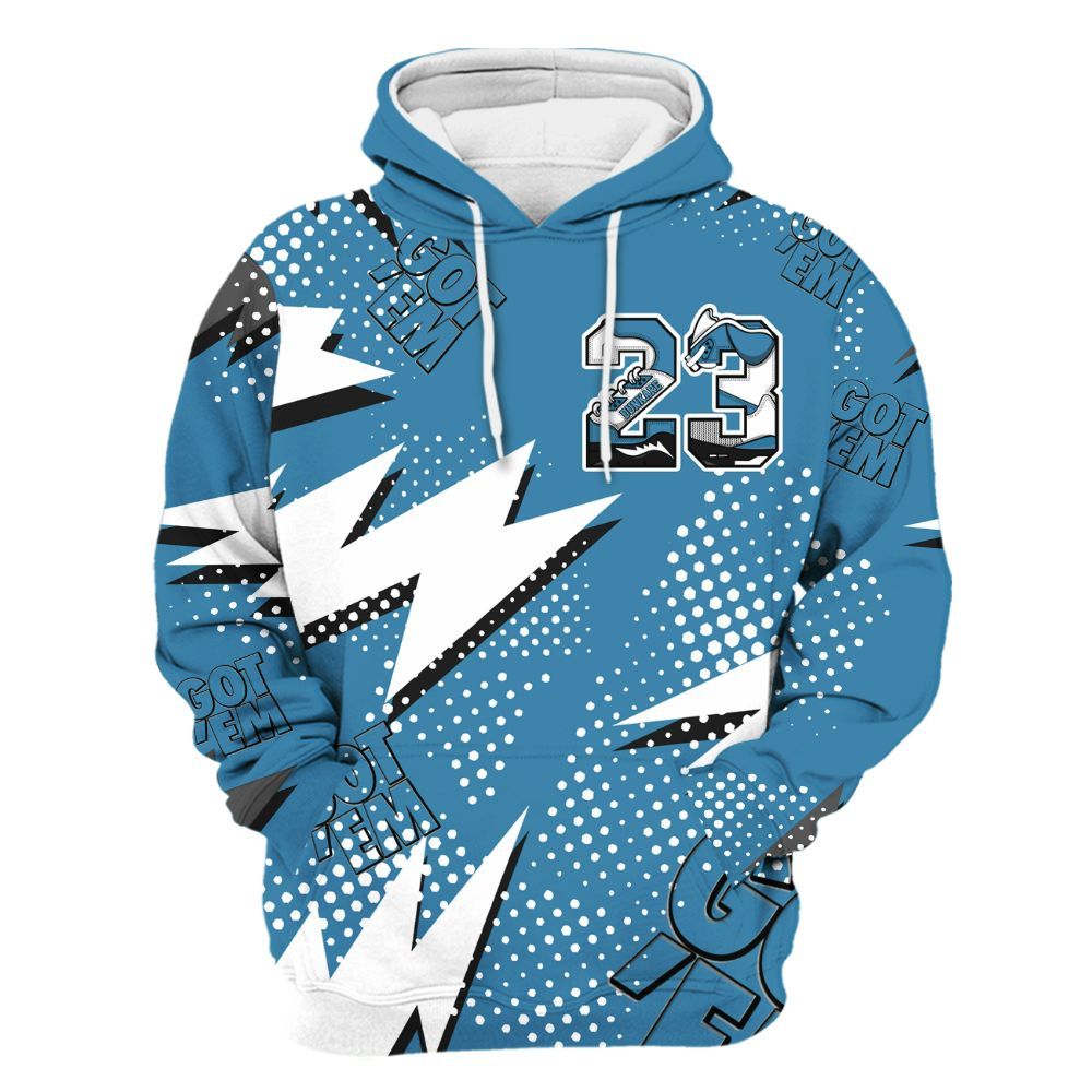 Hoodie To Match High OG UNC Reimagined 1s - Custom Name Number 23 5s All Over Print