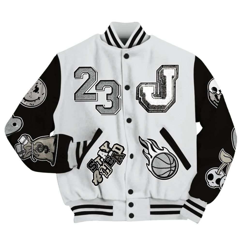 Varsity Jacket To Match Retro Reverse Metallic 5s - Hustles Money Number 23 All Over Print