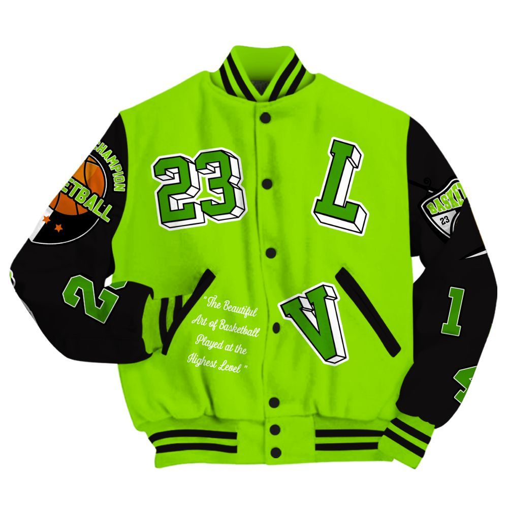 Varsity Jacket To Match Electric Green 6s - The GOAT Got Em Streetwear All Over Print