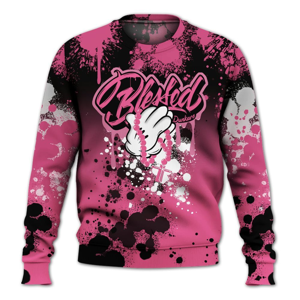 Sweatshirt To Match Air Max SNDR Hyper Pink - God Blessed Ink Drip All Over Print