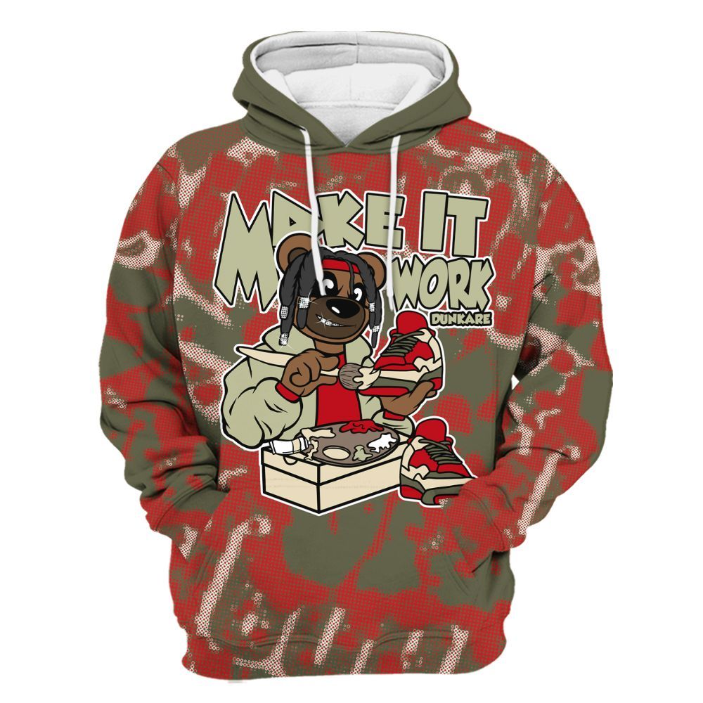 Hoodie To Match Low OG Medium Olive 1s - Pull It Off Bear Street All Over Print
