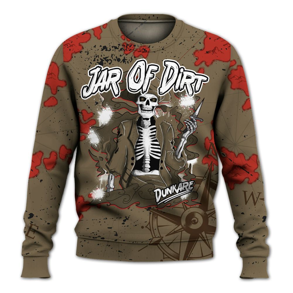 Sweatshirt To Match Olive 9s - Skeleton Jar Of Dirt Retro All Over Print