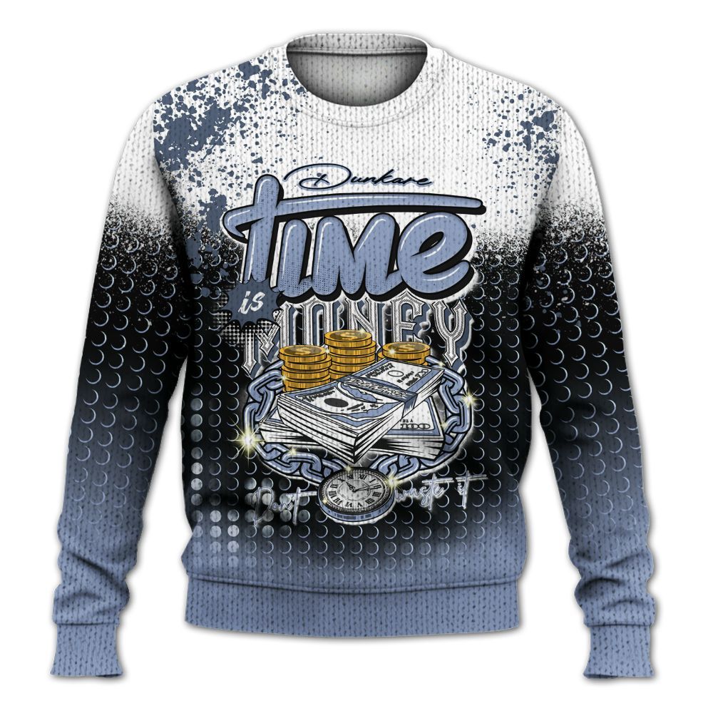 Knitted Sweater To Match Retro Blue Grey 13s - Halftone Time Is Money