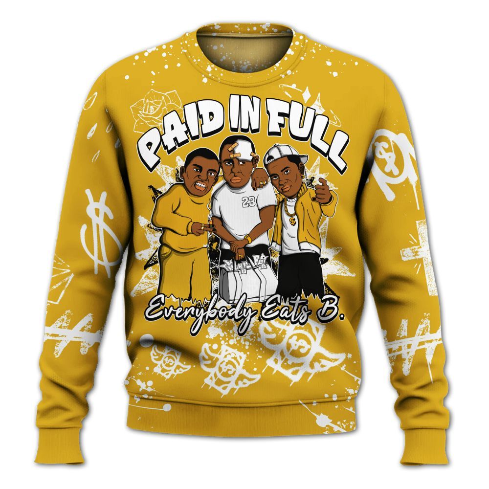 Sweatshirt To Match Vivid Sulfur 4s - Everybody Paid In Full Crayon All Over Print