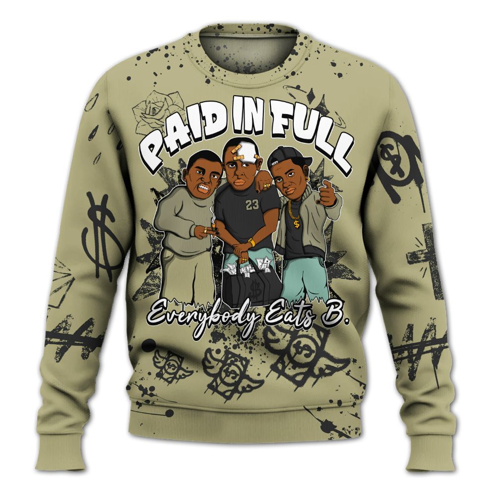 Sweatshirt To Match Dunk Low Suede Olive Aura - Everybody Paid In Full Crayon All Over Print