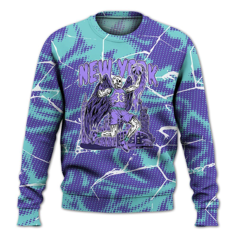 Sweatshirt To Match Low Hornets 1s - Ewing Era Skeleton Crack All Over Print