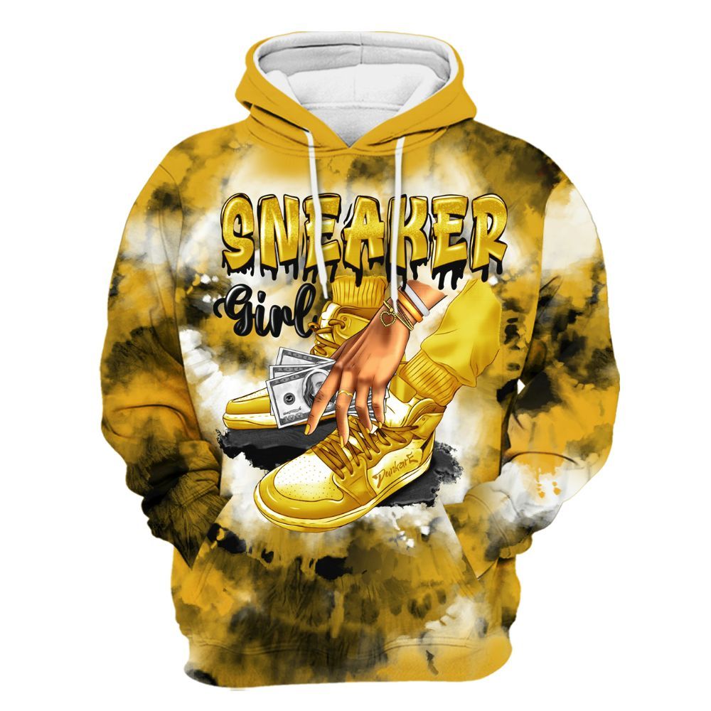 Hoodie To Match Vivid Sulfur 4s - SNEAKER Girl Money Drip Tie Dye All Over Print