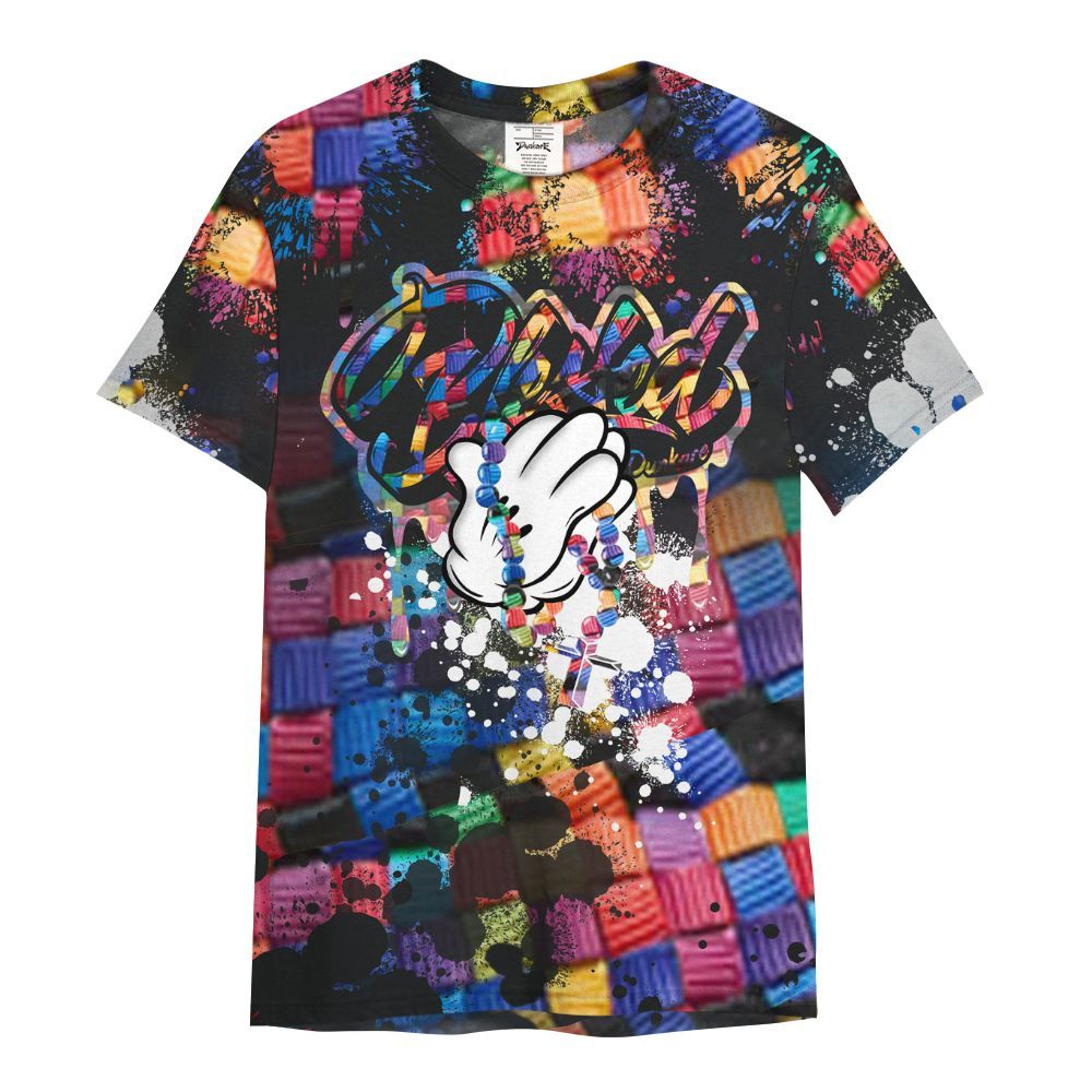 Shirt To Match Air Rainbow Weave - God Blessed Ink Drip All Over Print