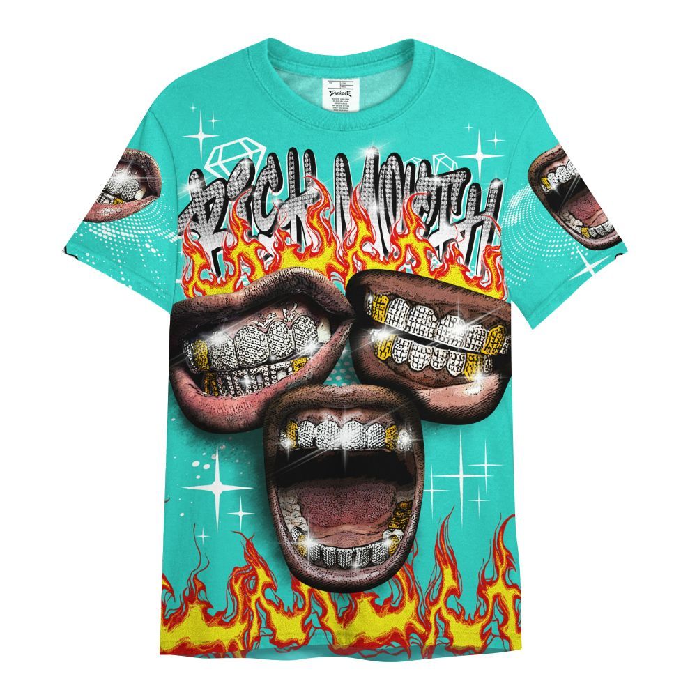Shirt To Match Dunk Low Clear Jade - Rich Mouth Fire Rap Retro 90s All Over Print