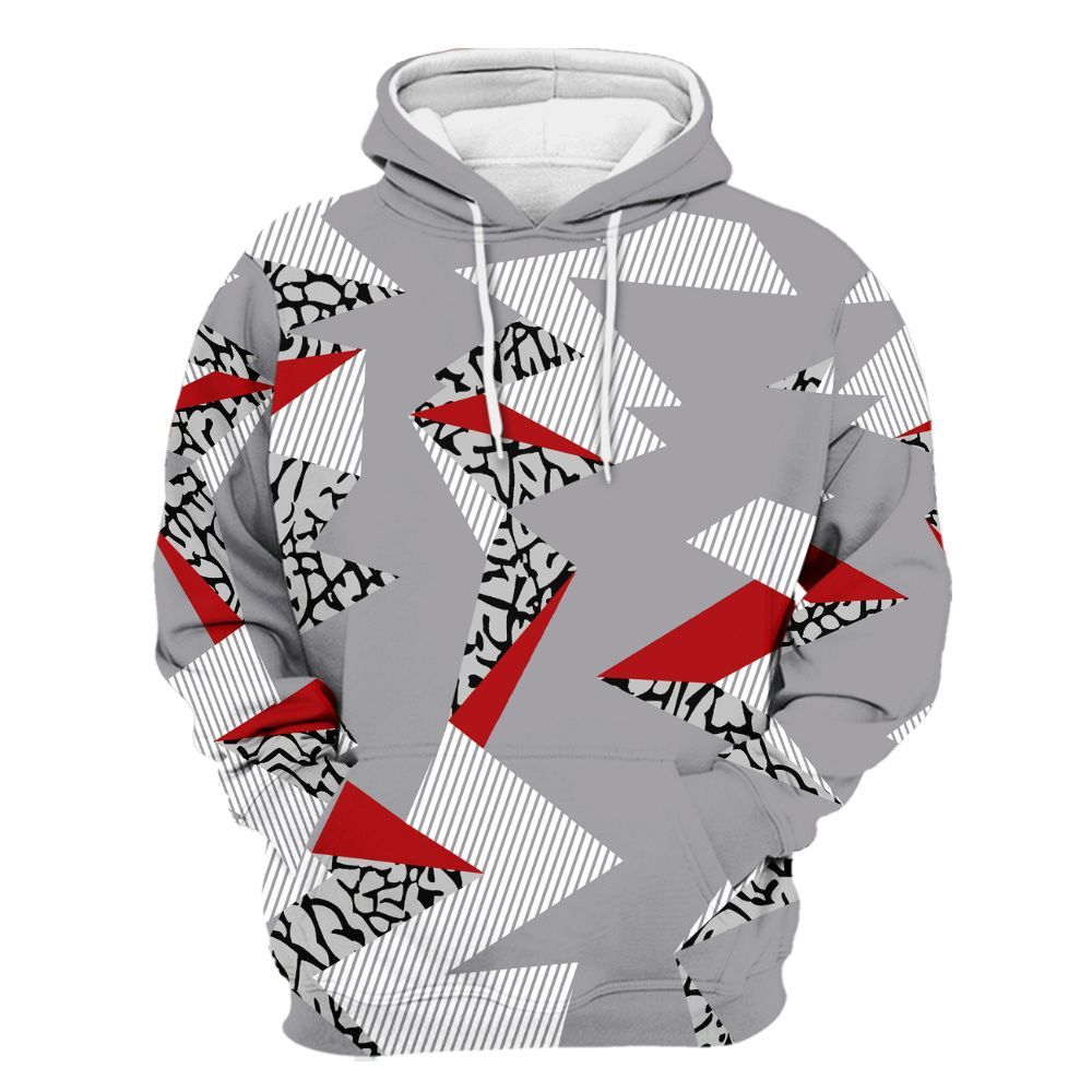 Hoodie To Match Cement Grey 3s - Geometric Camouflage Pattern All Over Print