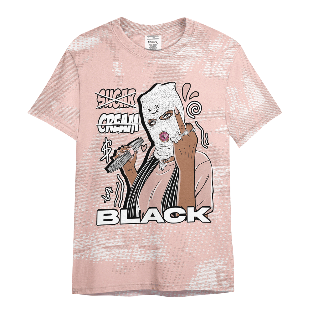 Shirt To Match Low Legend Pink 11s - Black Sugarcream Unique Letter Pattern Shirt Unisex