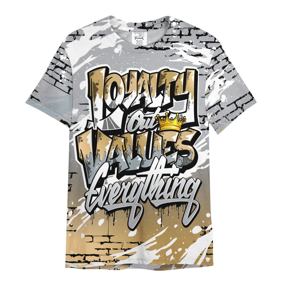 Shirt To Match Retro High OG Cool Grey 1s - Values Of Loyalty Drip All Over Print