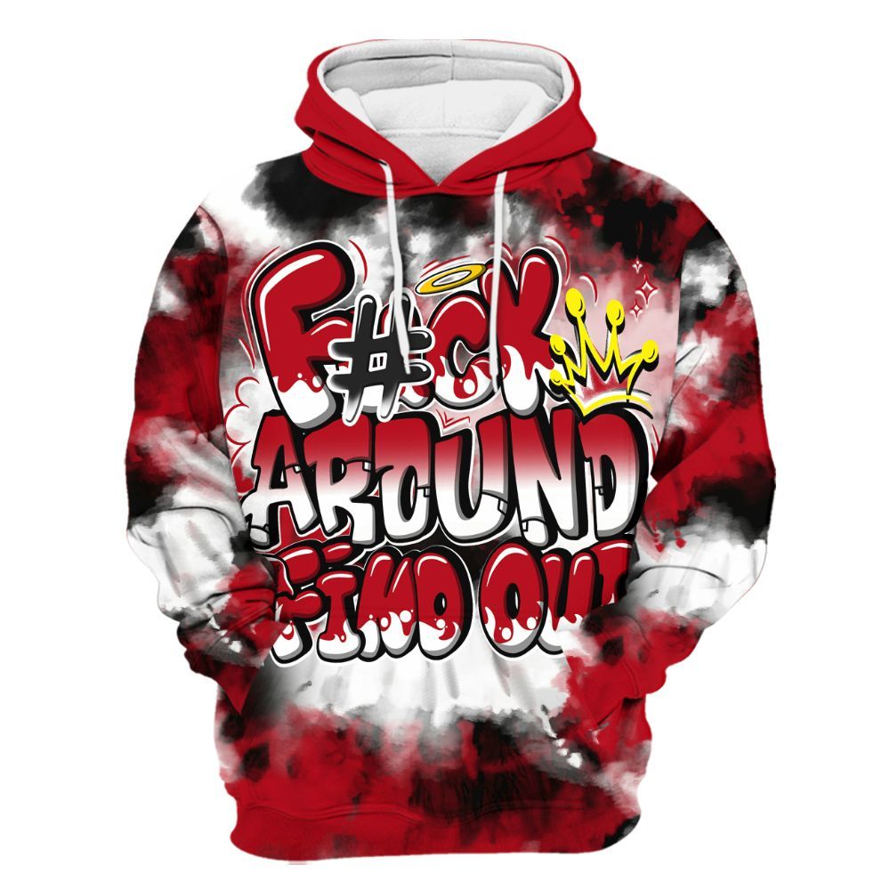 Hoodie To Match Bred Velvet 11s - Tie Dye FK Around Find Out All Over Print