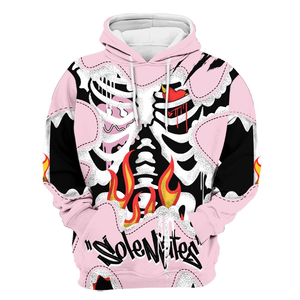 Hoodie To Match Orchid 4s - Skeleton Burning Heart Drip All Over Print