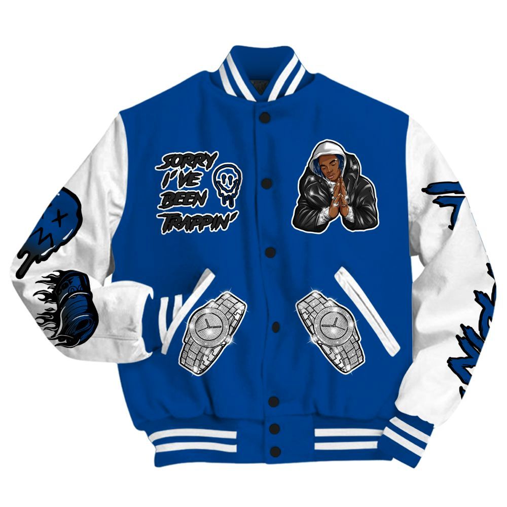 Varsity Jacket To Match Low 85 Royal 1s - Trappin' Unique All Over Print