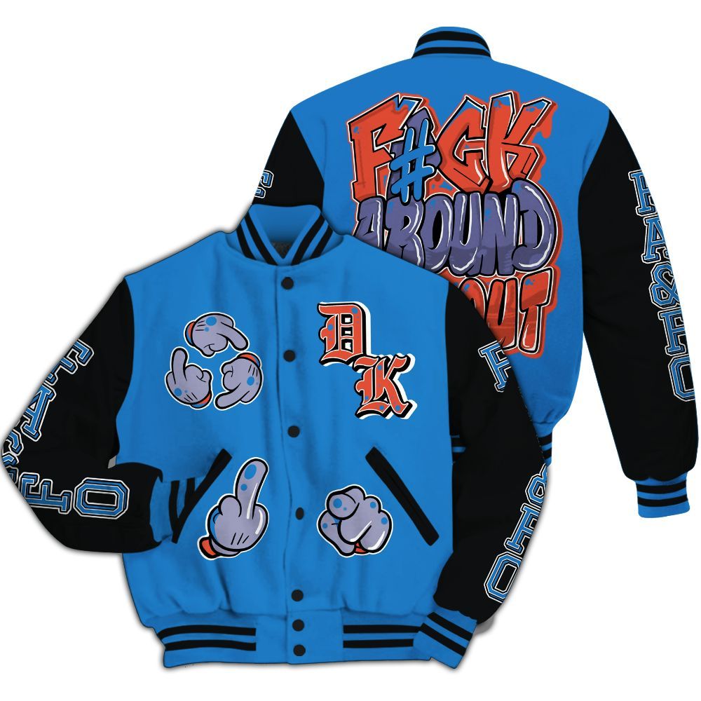 Varsity Jacket To Match Hi-Res Blue 700s - F Around Find Out Graphic All Over Print