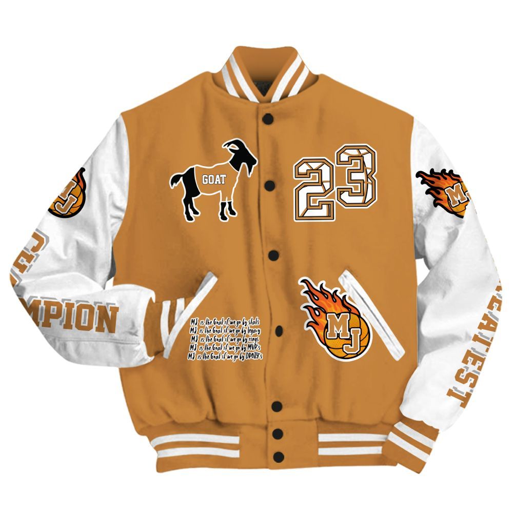 Varsity Jacket To Match Dunk Low Nature Wheat Suede - 23 G.0.A.T Jump Up Basketball All Over Print