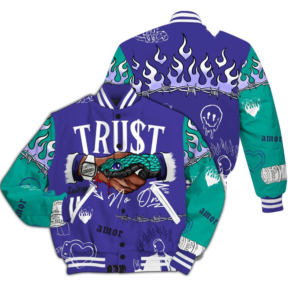 Varsity Jacket To Match Retro Grape 5s - Snake Trust No One All Over Print