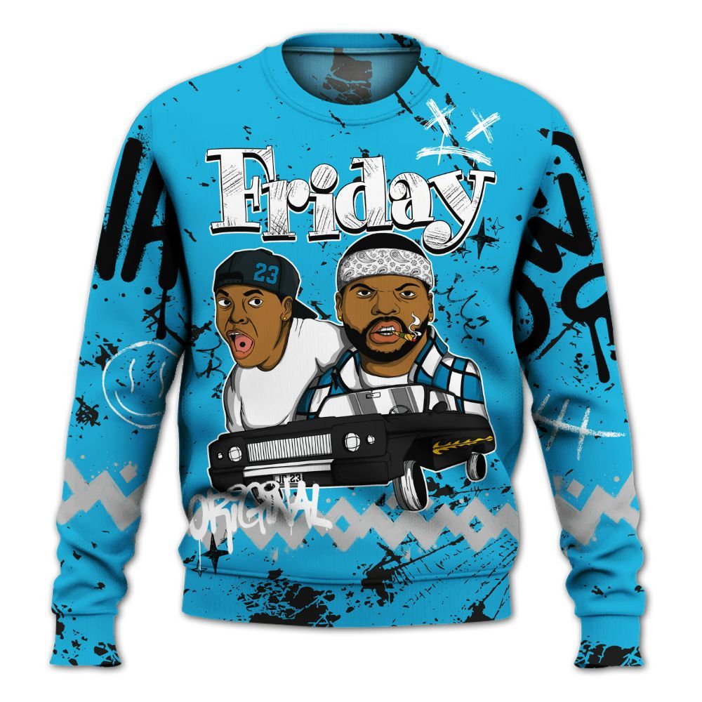 Sweatshirt To Match Black University Blue 2026 14s - Friday Sneaker Crayon All Over Print