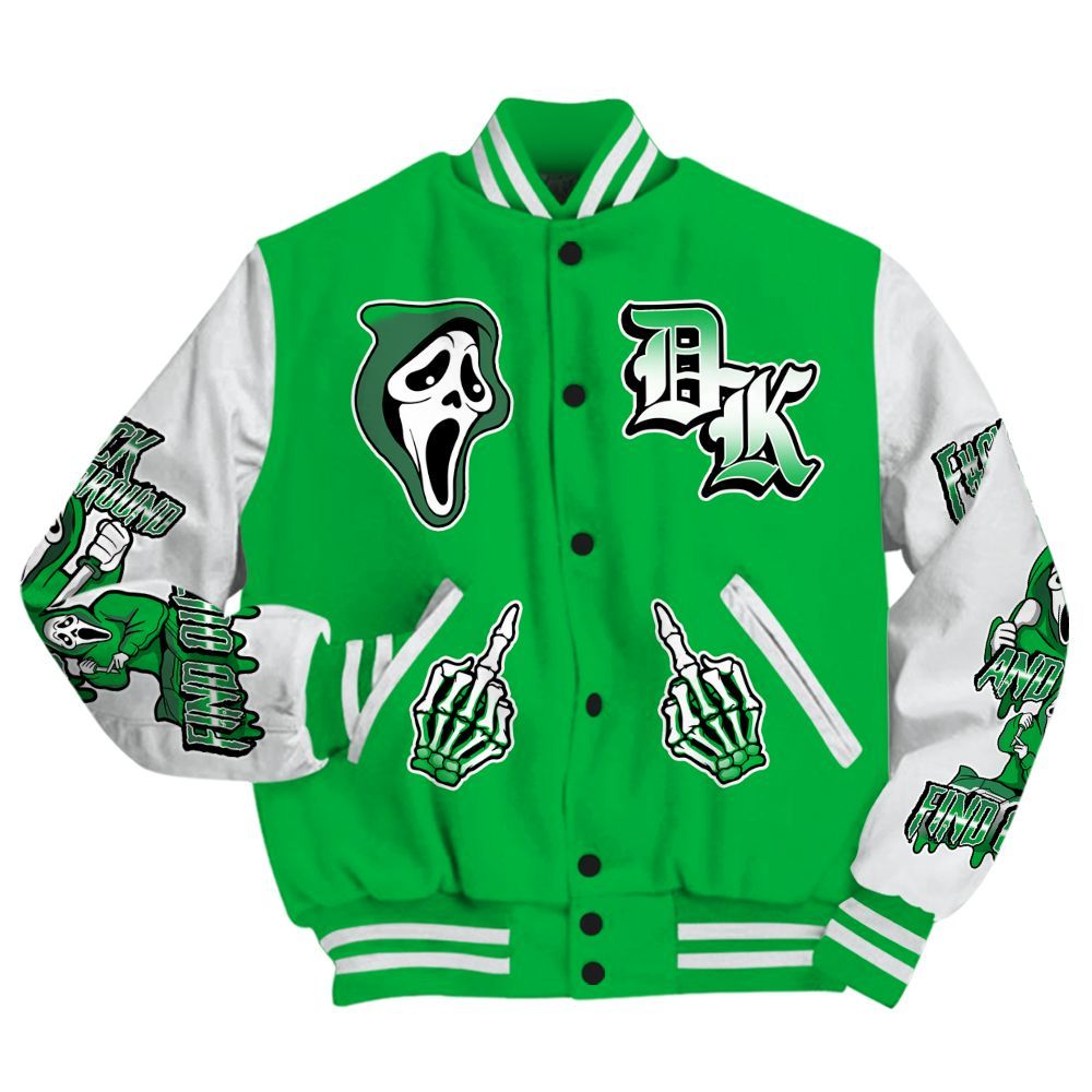Varsity Jacket To Match Lucky Green 5s - F#CK And Find Out Graphic All Over Print