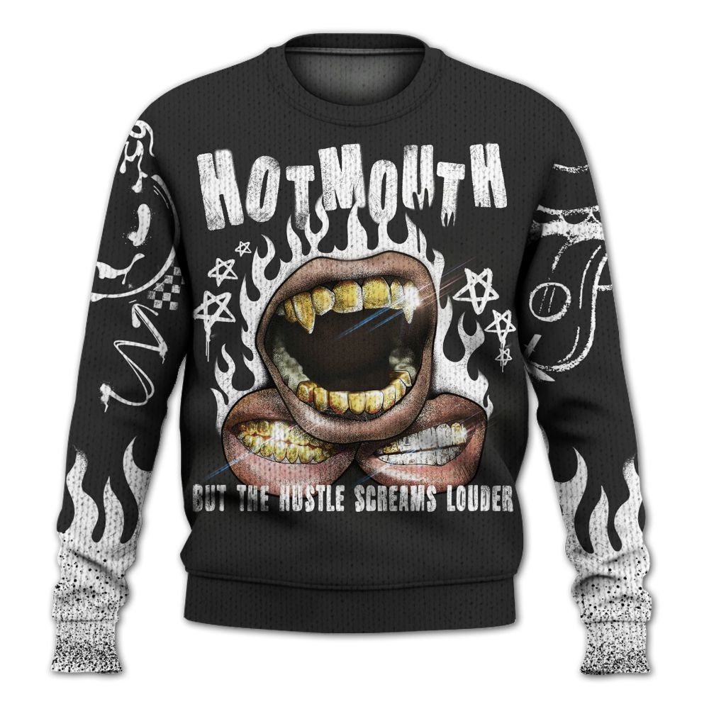 Knitted Sweater To Match White Thunder 4s - Mouth Burning Street Style