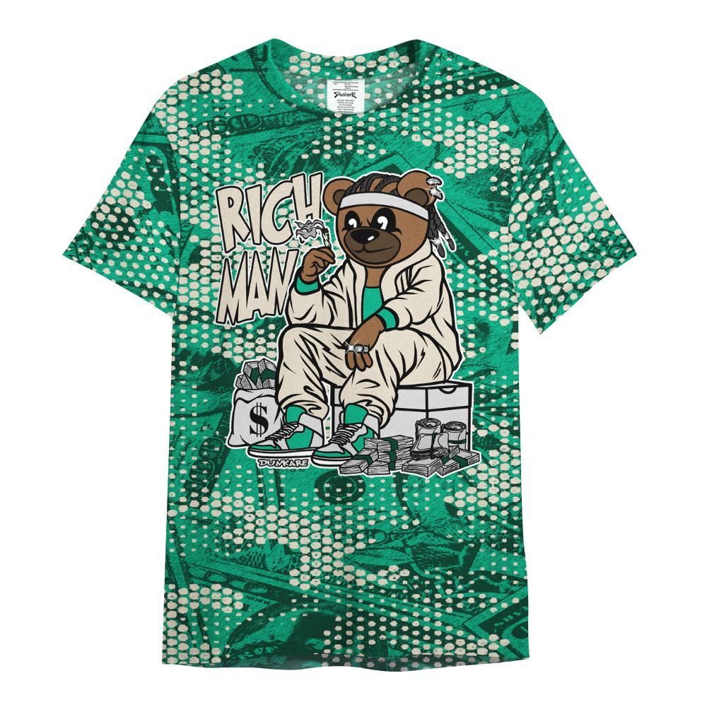 Shirt To Match Oxidized Green 4s - Rich Man Bear Banknotes Art All Over Print