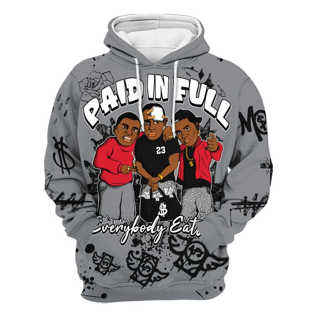 Hoodie To Match Black Cement 3s - Everybody Paid In Full Crayon All Over Print