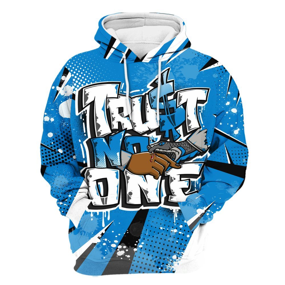 Hoodie To Match Industrial Blue 4s - Poly Trust No One Dripping All Over Print
