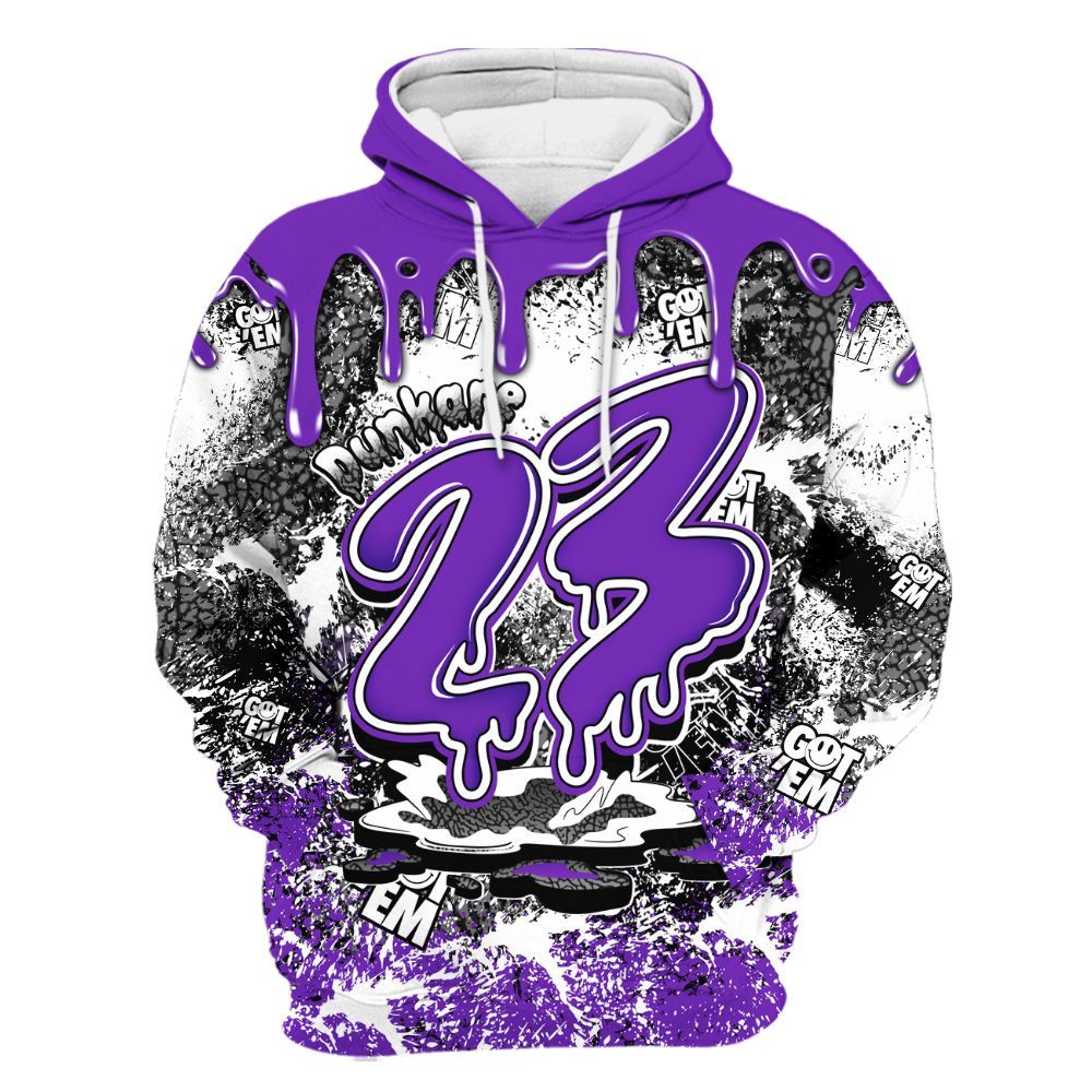 Hoodie To Match Retro Dark Iris 3s - Dripping 23 Drip All Over Print