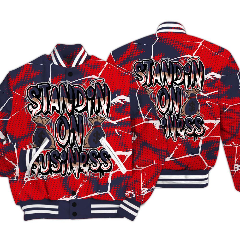 Varsity Jacket To Match Low OG Howard Bison 1s - Standin' Business White Graphic Crack Varsity Jacket Unisex