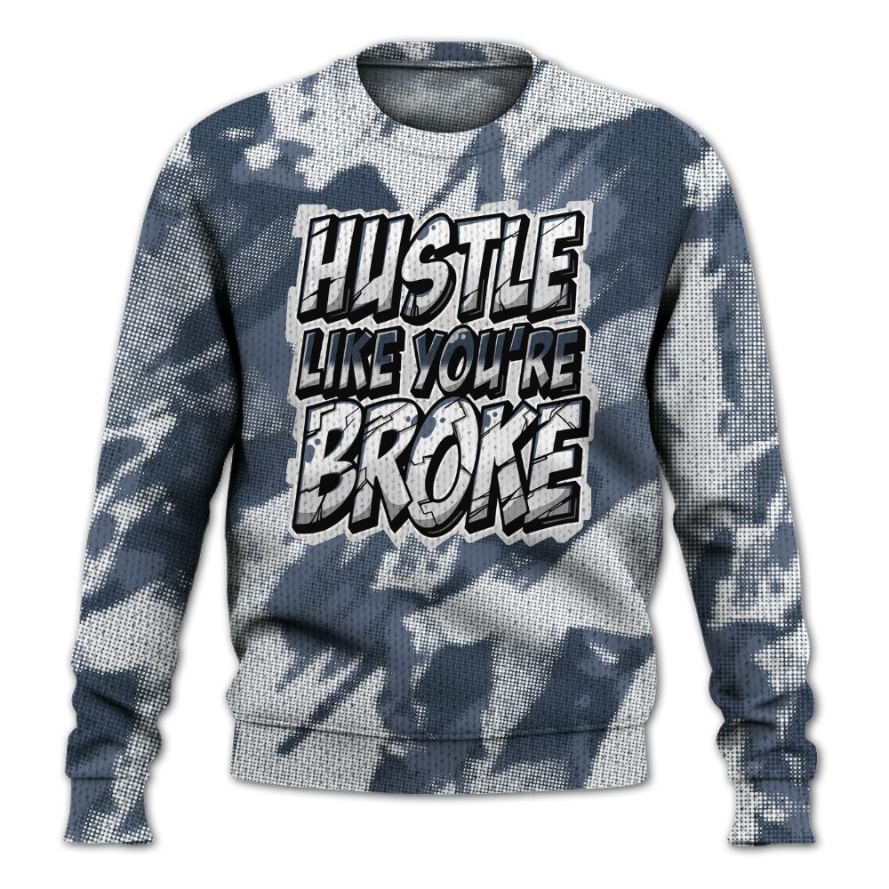Knitted Sweater To Match Low Diffused Blue 11s - Hustles Like Broke Abstract