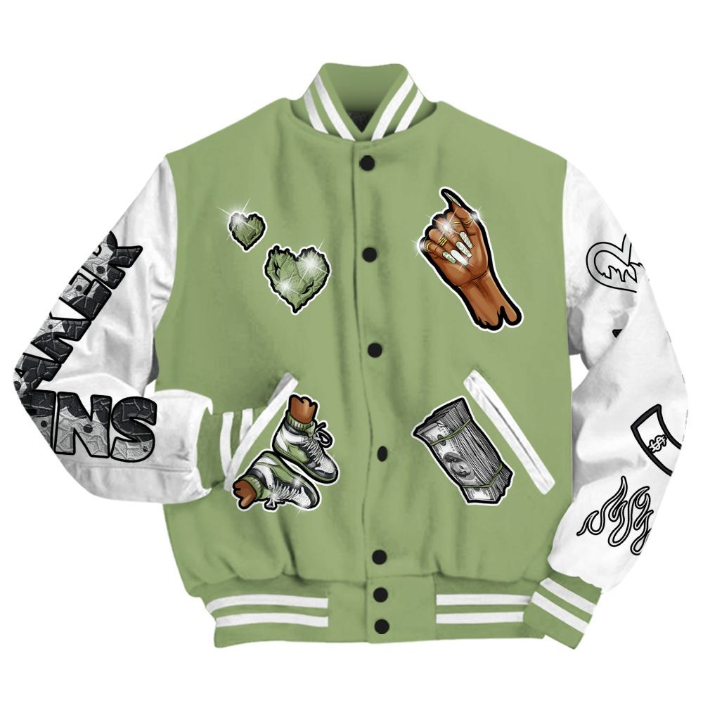 Varsity Jacket To Match Oil Green 4s - Sneakerz Girlz All Over Print