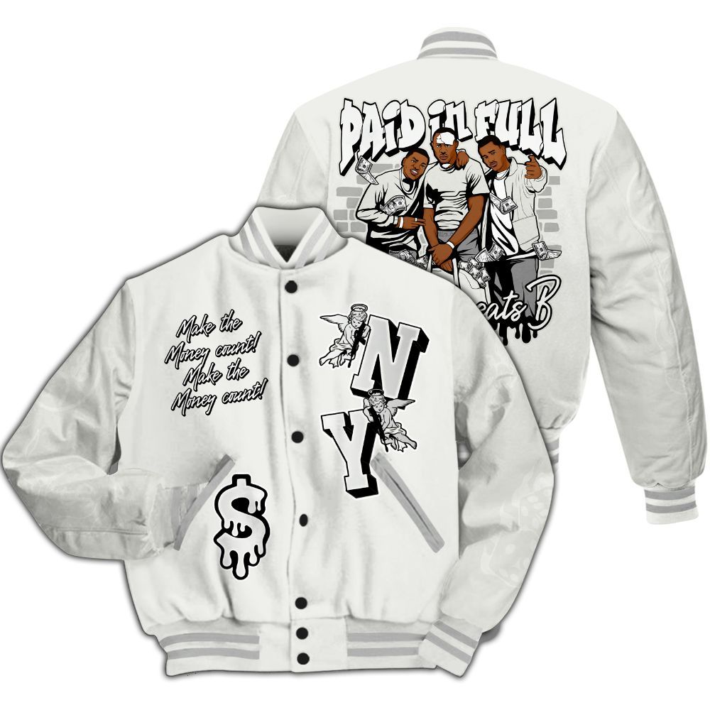 Varsity Jacket To Match Grand Finale 11s - Paid In Full Money Graphic Varsity Jacket All Over Print