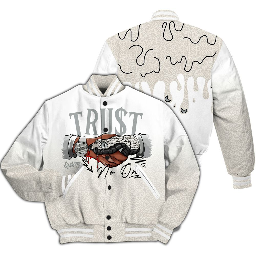 Varsity Jacket To Match Retro Pure Money 3s - Trust No One Drip All Over Print